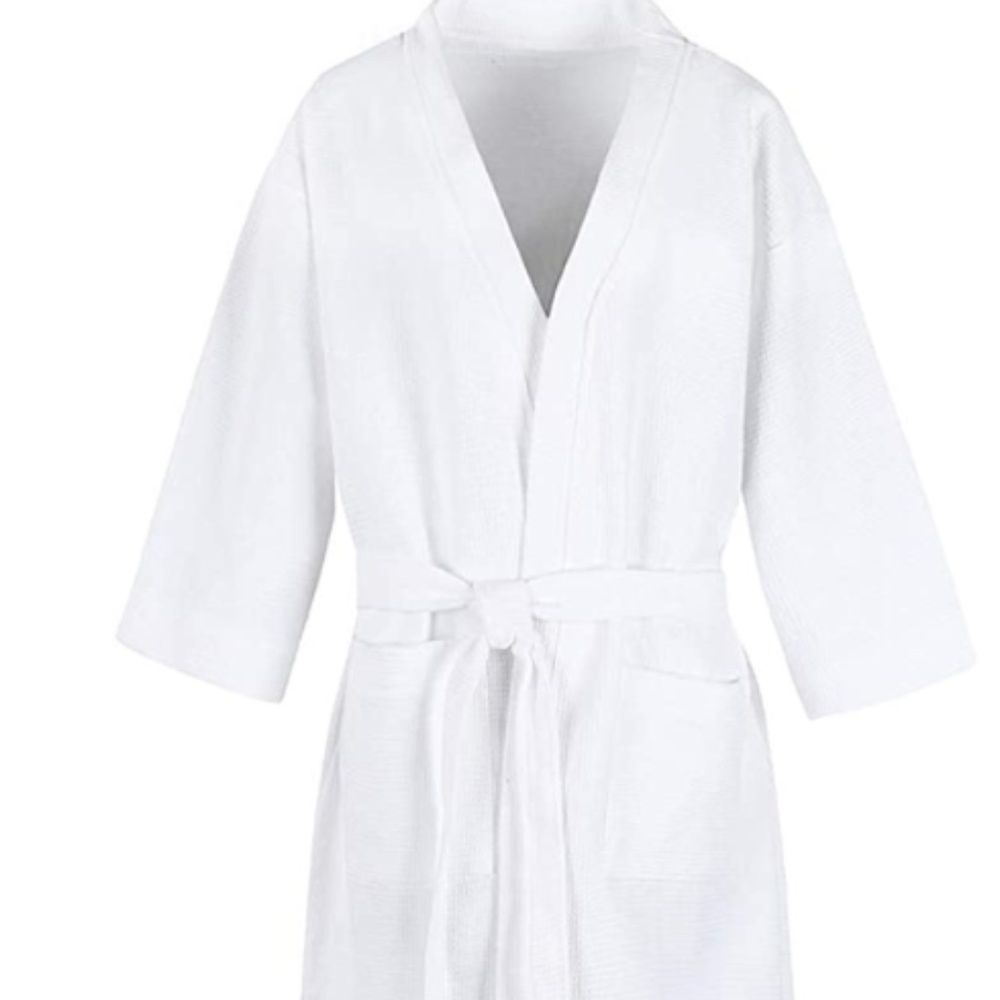 Unisex Short Cotton Waffle Wrap Kimono Bathrobe XXL